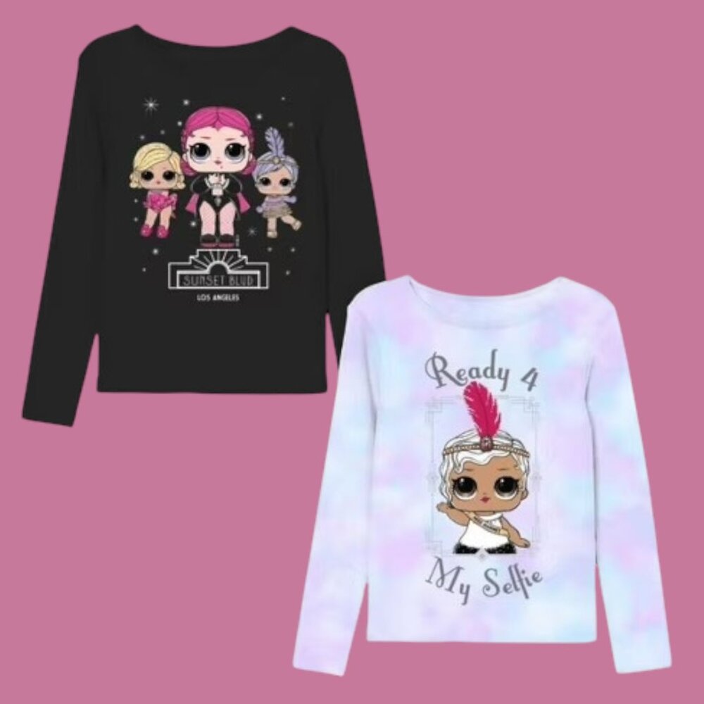 Lol Surprise Girls Long Sleeve Graphic T-Shirts,Pack of 2,Sizes 14/16Yrs